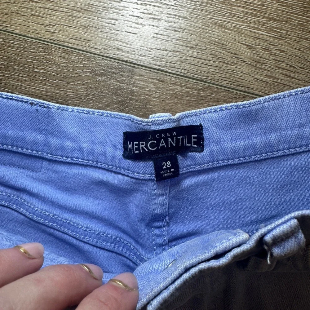 J.Crew Mercantile Women Periwinkle Blue Denim Cutoff Shorts Raw Hem Stretch 28/6